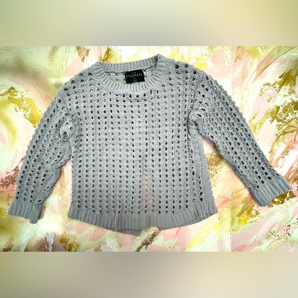 Ethereal gray crochet sweater M